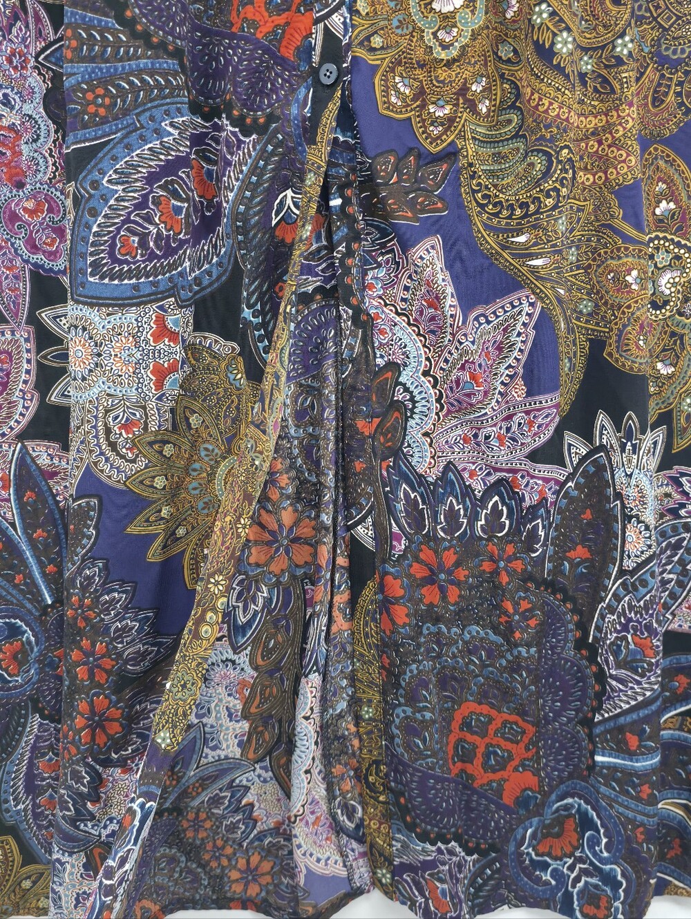 Anthropologie Vanessa Virginia Paisley Maxi Skirt Boho Button Front Slit Medium - Picture 9 of 16